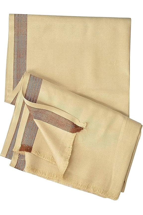Men's Woven Winter Shawl - Elegant Solid Color Warm Lohi Stoles (35"x70") (Khaki)