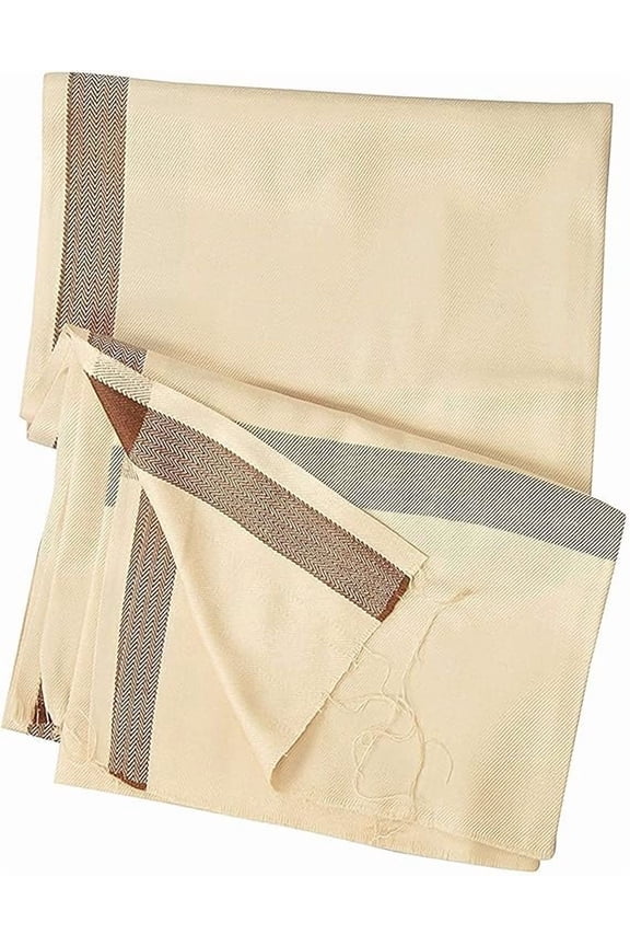 Men's Woven Winter Shawl - Elegant Solid Color Warm Lohi Stoles (35"x70") (Warm Ivory)