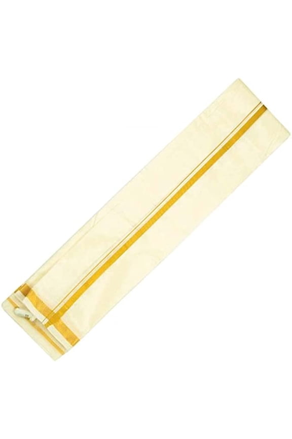 Pure Cotton Mens Stole Angavastram With Gold Zari Border 2.0 Mts-(Cream)