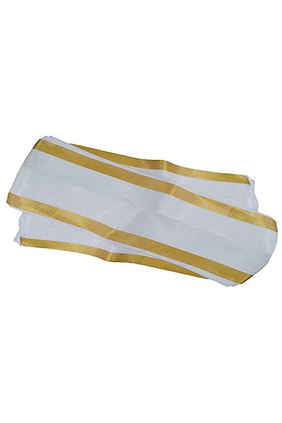 Pure Cotton Mens Stole Angavastram With Gold Zari Border 2.0 Mts-(White)