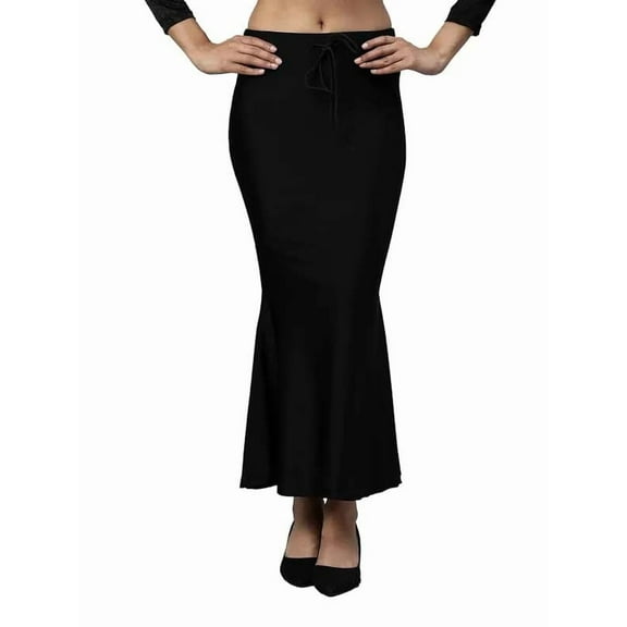 Stylesindia Simmer Stretchable Saree Shapewear Long Skirt for Women for Beach, Night Out, Regular, Office, Party (Black, 2XL)