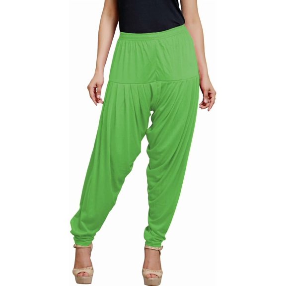 Stylesindia Solid Cotton Viscose Lycra Women's Patiala Harem Pants (Light Green)