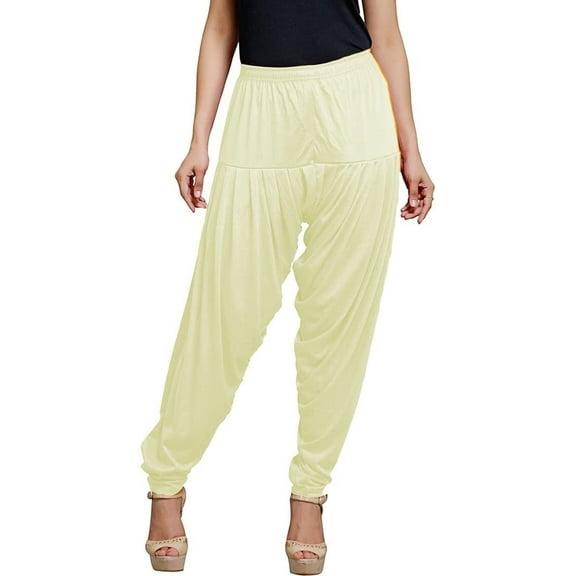 StylesIndia Women’s Solid Cotton Viscose Lycra Patiala Harem Pants – Soft Stretchy Ethnic Loose Fit Bottoms for Casual & Festive Wear