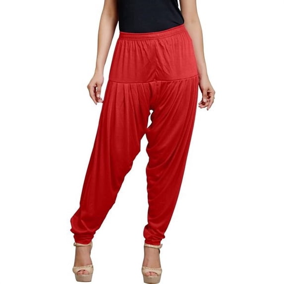 Stylesindia Solid Cotton Viscose Lycra Women's Patiala Harem Pants (Red)