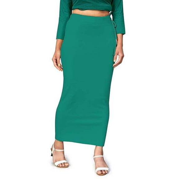 Stylesindia Stretchable Saree Shapewear Petticoat for Women, Micro Fiber Long Skirts for Women,Shape Wear Dress ( X-Large, PEACOCK GREEN)