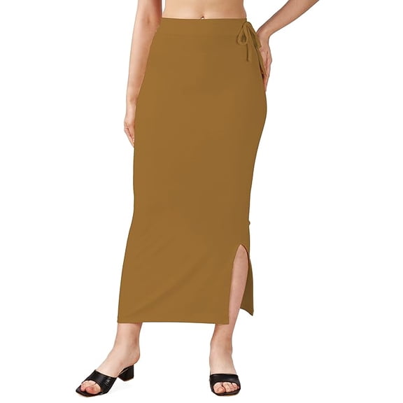 Stylesindia Stretchable Saree Shapewear Petticoat for Women, Cotton Blended,Petticoat,Skirts for Women,Shape Wear Dress (BROWN, 2XL)