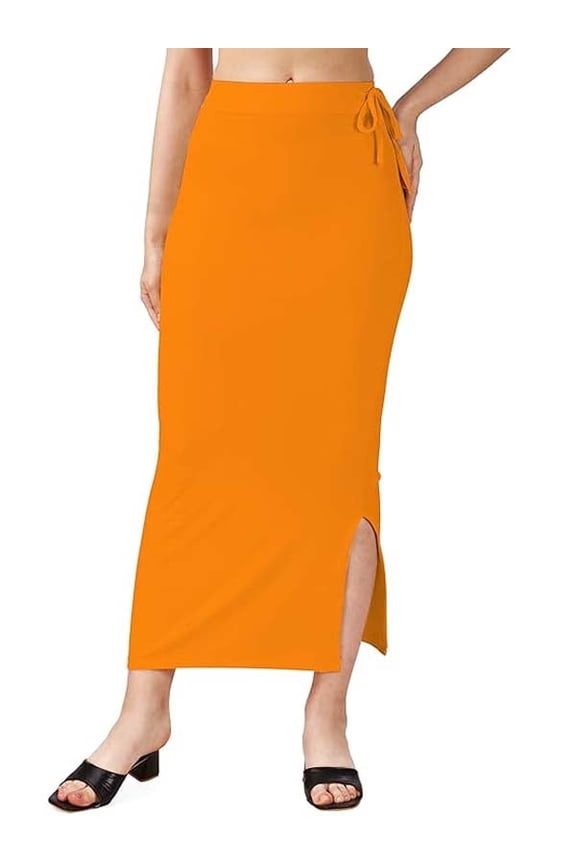 Stretchable Saree Shapewear Petticoat for Women, Cotton Blended,Petticoat,Skirts for Women,Shape Wear Dress (ORANGE, 3XL)