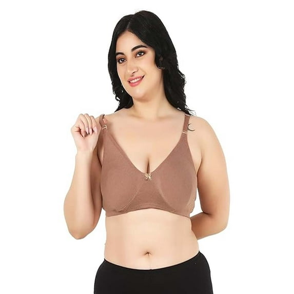 Stylesindia Women Plus Size Bra Full Coverage C-Cup Non Wired Pushup Soft Cup for T-Shirt Sports Garment and Daily Use ( 40, Dark Brown)
