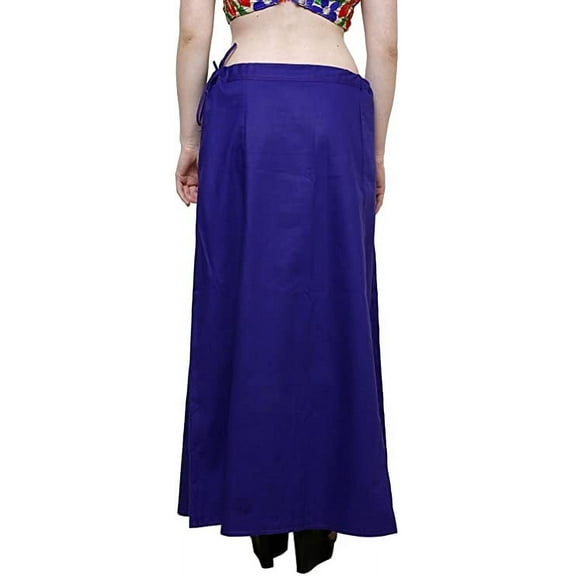 Stylesindia Women's Cotton Readymade Indian Inskirt Saree Petticoats Underskirt - Royal Bluel