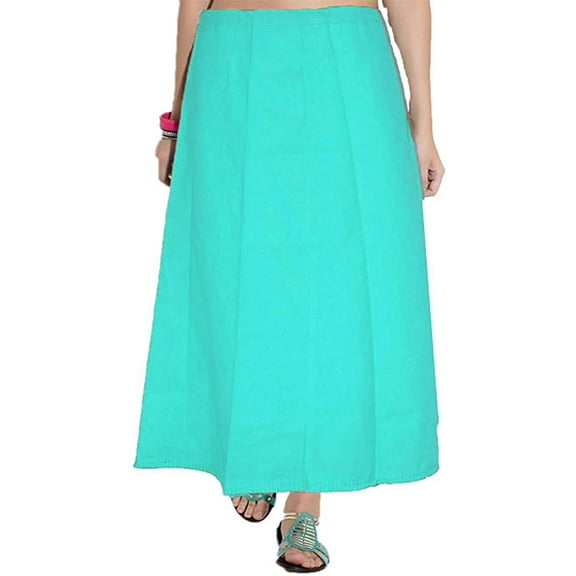 Stylesindia Women's Cotton Readymade Indian Inskirt Saree Petticoats Underskirt - Turquoise