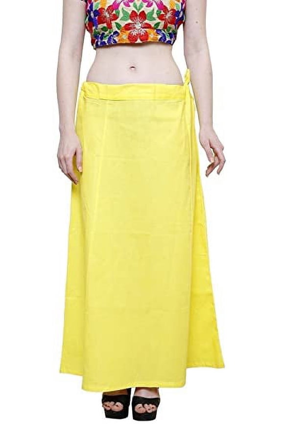 Women's Cotton Readymade Indian Inskirt Saree Petticoats Underskirt - Yellow