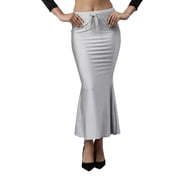 Stylesindia Womens High Waist Slim Bodycon Shimmer Party Club Night Out Maxi Long Pencil Skirts US, Alpha, X-Large, Regular, Regular, Silver
