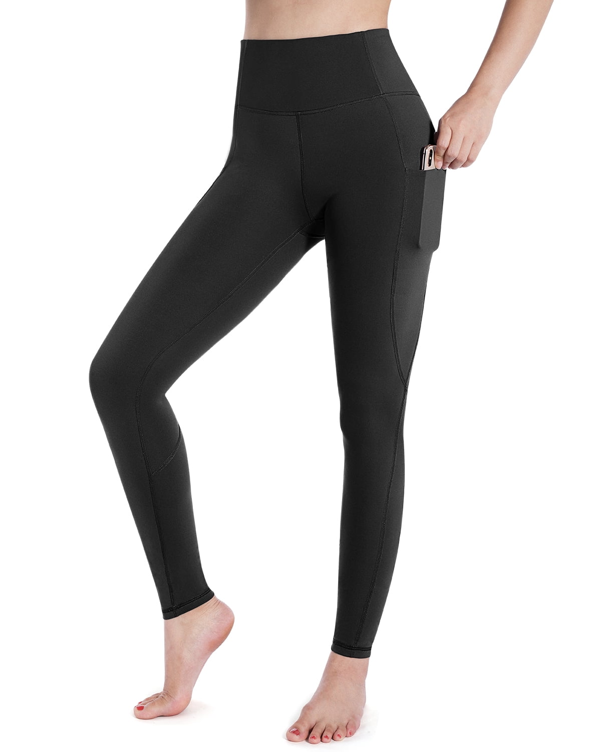 Buy LEINIDINA Yoga Pants for Women - High Waist Tummy Control Stretch Women  Leggings with Side Pockets for Workout, Training (Black, Medium) at