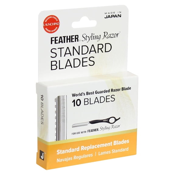 Styling Razor Standard Blades - Professional Hair Cutting for Styling, Shaping, ing, & Thinning Stainless Steel Single Edge Guarded Blade Made in Japan Refill Pack 10 Ct