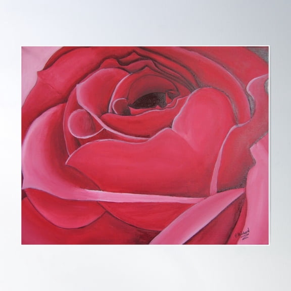 Stylised Rose Poster Wall Art, Modern Wall Decor For Living Room Bedroom, 16x24 UNFRAMED