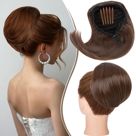 Stylish 12-Inch Detachable Long Comb Clip Messy Bun Ponytail Drawstring Hair Extensions for Women, Perfect for Weddings, Parties, Halloween, And Christmas, Weighing 55 Grams