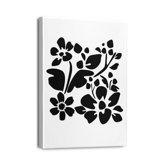 Stylish 12x16in Boho Flowers Plant Wall Art - Abstract Botanical Flower Canvas Poster - Vintage Bohemian Neutral Floral Prints Decor for Girl's Bedroom