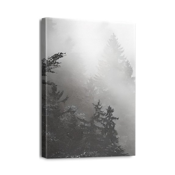 Stylish 12x16in Canvas Artwork - Sunrise Misty Forest Print to Enhance Bedroom, Living Room, or Bathroom Décor