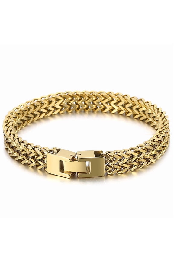 Stylish 14K Yellow Gold Bali Foxtail Chain Bracelet for Men,Double Franco Link Chain Bracelets,Armband Male Jewelry