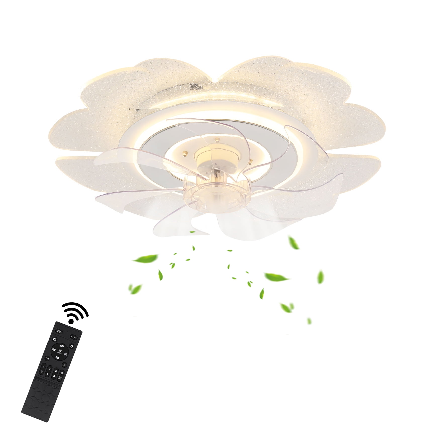 Stylish 18.5-Inch Ceiling Fan Light with LED, Remote Control ...