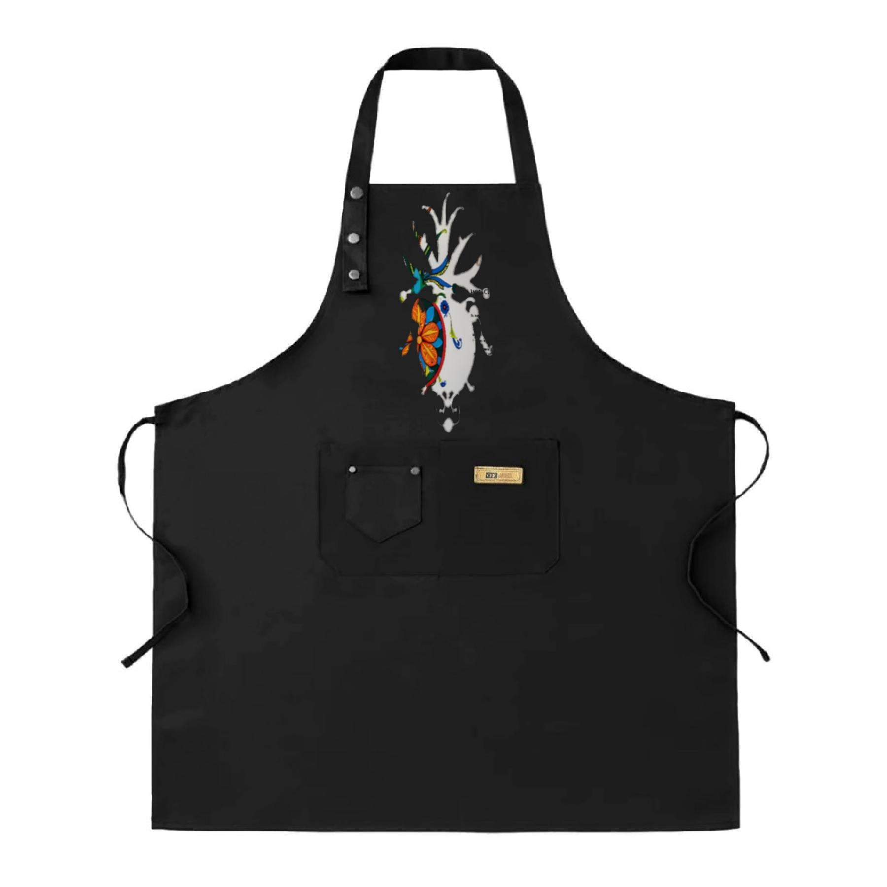 Stylish 2 Pack Adjustable Bib Apron with Colorful Geometric Antelope Design & 2 Pockets - Perfect for Cooking & Chef Use