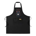 thumbnail image 1 of Stylish 2 Pack Bib Apron with Adjustable Straps Featuring a Cat Face Design Surrounded by Orange Leaves Perfect for Cooking, 1 of 5