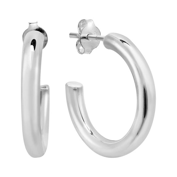 Stylish 20mm Chunky Open Hoops of Sterling Silver Earrings