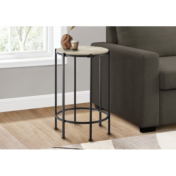 Stylish 24h accent table with cream-laminate top & black metal legs for all rooms