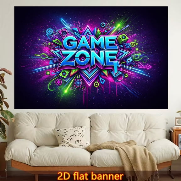 Stylish 2D Flat Printed Wall Tapestry, Digital Art, Cyberpunk Glowing Text, Colorful Aesthetics, Bedroom Living Room Office Home Decoration, Non-Luminous Polyester, Square, Indoor Use, Party Planning