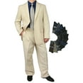 thumbnail image 1 of Stylish 2pc. Men's Regular Fit Dress Suit with 1 Free Pair of Socks - Beige 66L, 1 of 6