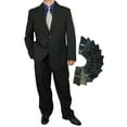 thumbnail image 1 of Stylish 2pc. Men's Regular Fit Dress Suit with 1 Free Pair of Socks - Black 40L, 1 of 7