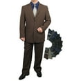thumbnail image 1 of Stylish 2pc. Men's Regular Fit Dress Suit with 1 Free Pair of Socks - Brown 64L, 1 of 6