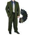 thumbnail image 1 of Stylish 2pc. Men's Regular Fit Dress Suit with 1 Free Pair of Socks - Olive 58L, 1 of 6