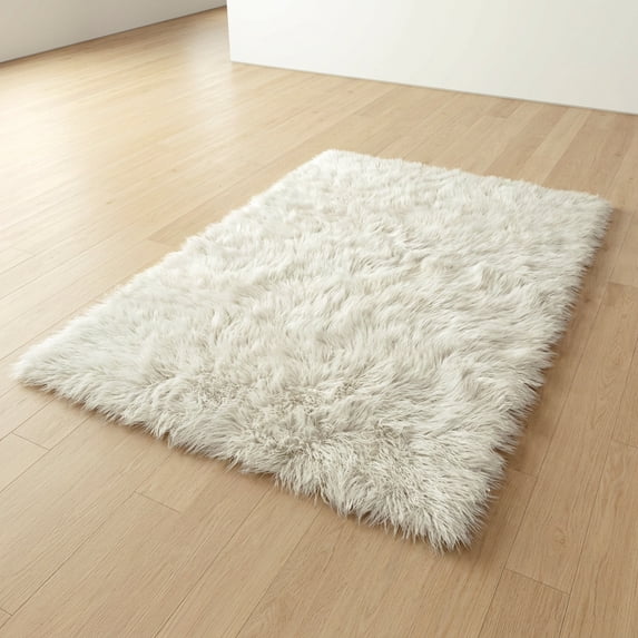 Stylish 2x3 Flokati Rug | Long 3” shag pile | 100% natural wool | Authentic Greek Flokati | Off White Area Rug