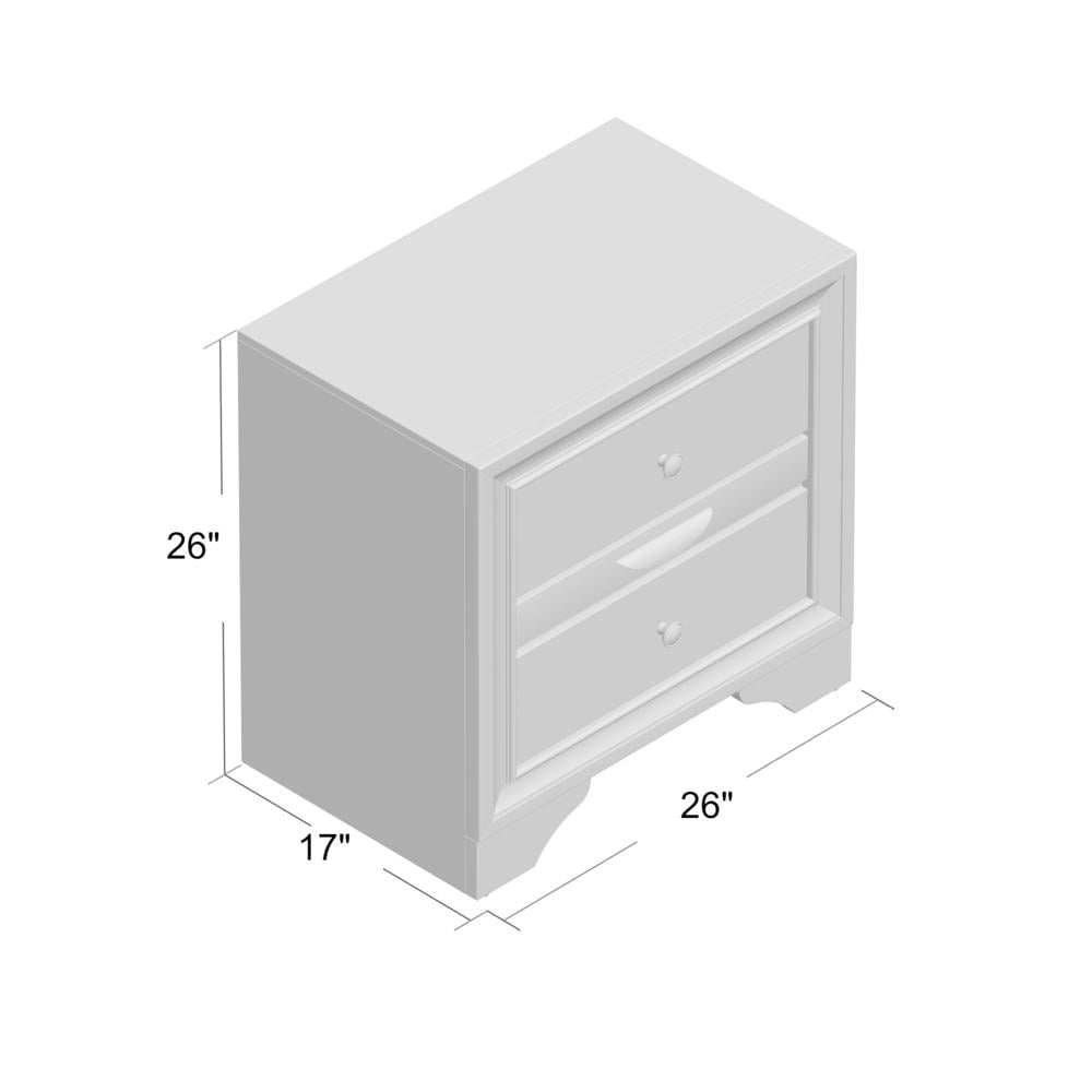 Elegant Naima 3-Drawer White Nightstand with Light Gray Trim