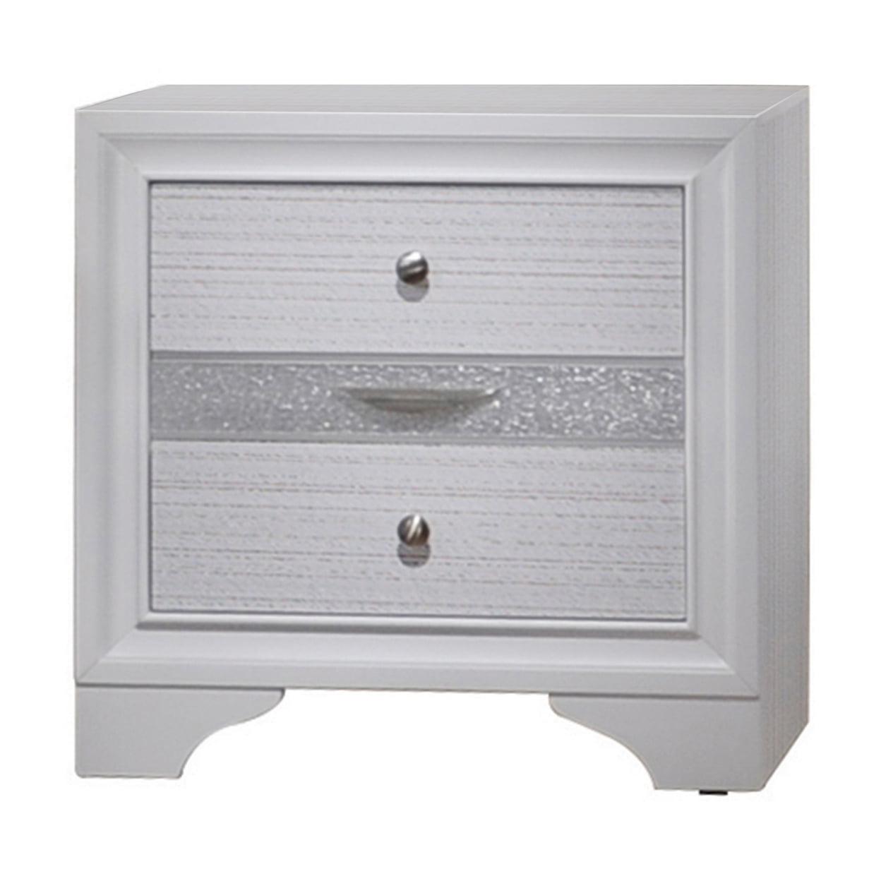 Elegant Naima 3-Drawer White Nightstand with Light Gray Trim