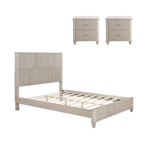 Stylish 3-Piece Bedroom Set with Queen Bed, Nightstands, and Ample Storage for Elegant and Functional Living