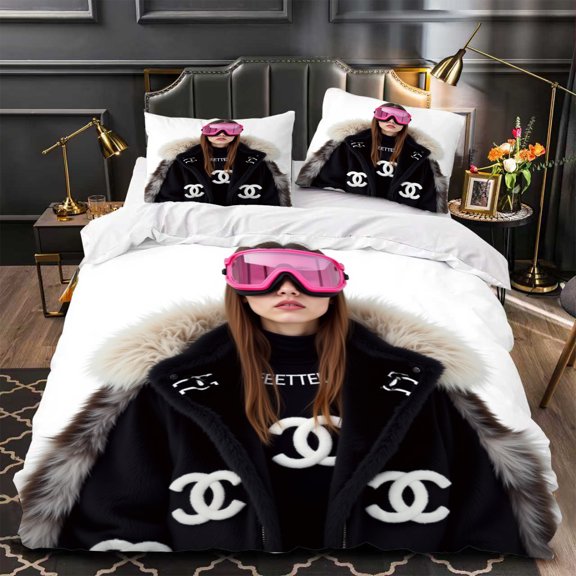 Stylish 3-Piece Duvet Cover Set with Modern Pattern Design Featuring Pink Black Jacket Perfect for Trendy Bedrooms