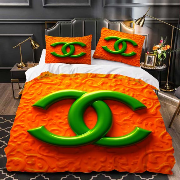 Stylish 3-Piece Duvet Cover Set with Vibrant Orange Swirling Pattern Perfect for Modern Bedrooms - Cozy & Contemporary Design