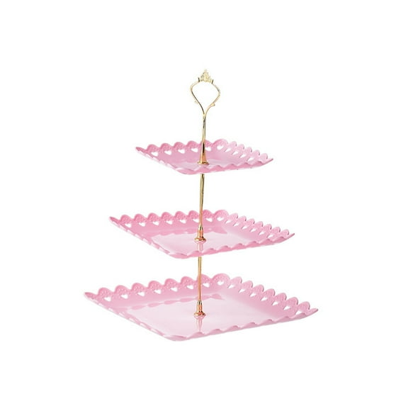 Stylish 3-Tier Dessert Tray Holder Snack Stand Dried Fruit Tray CupCake Display Rack with Handle Type 6