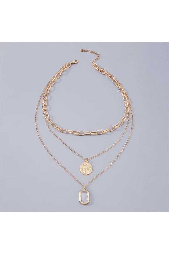Stylish 3-in-1 Layered Necklace Paperclip Choker Dainty Star Crystal Coin Pendants in Gold or Silver | Ringified Jewelry