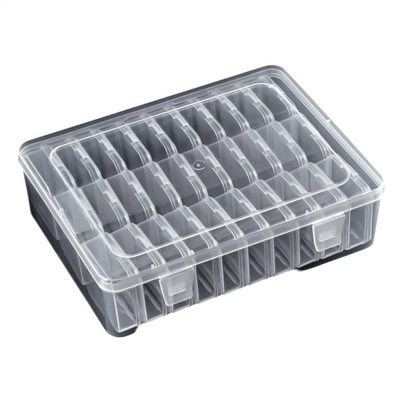 Stylish 30 Compartment Clear Organizers Box Sturdy Plastic Storage Case Portable for Jewelry Beads Desk Accessories