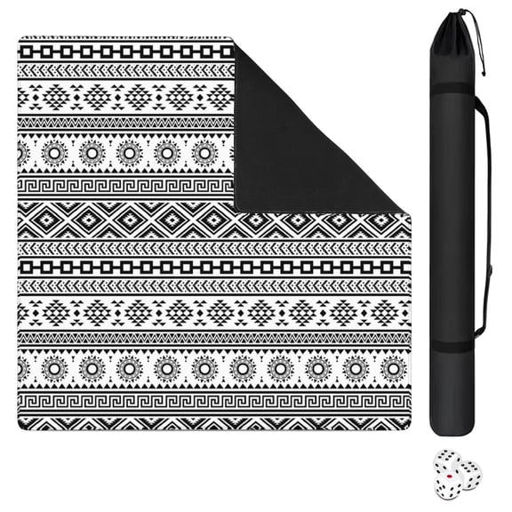 Stylish 31.5 Inch Boho Mahjong Mat, Professional Rubber Game Table Pad with Non-Slip Grip and Noise Reduction, Perfect for Card Games Tile Games and Board Games