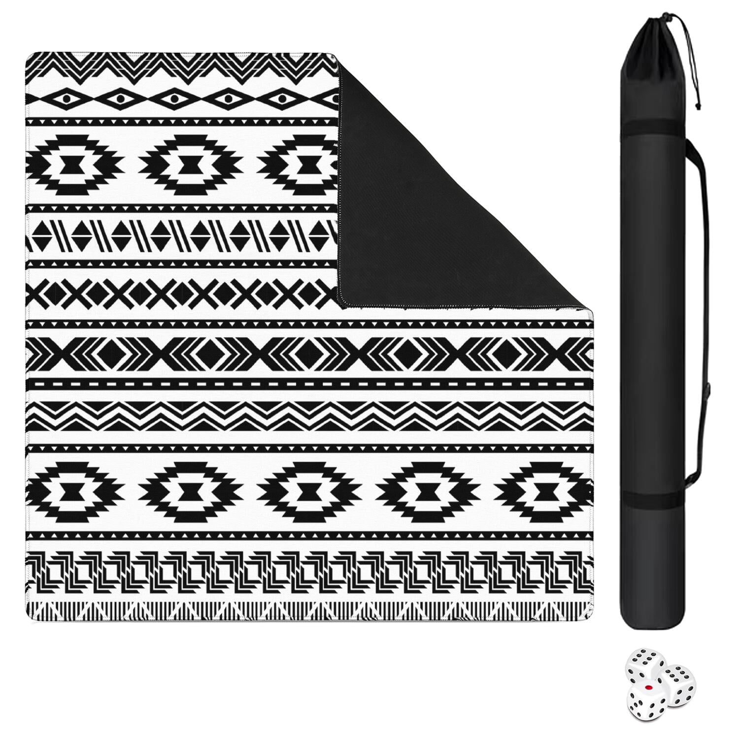 Stylish 31.5 Inch Square Boho Mahjong Mat, Professional Rubber Game Pad Non-Slip and Noise Reducing, Versatile Mat for Card Games Board Games and Family Night