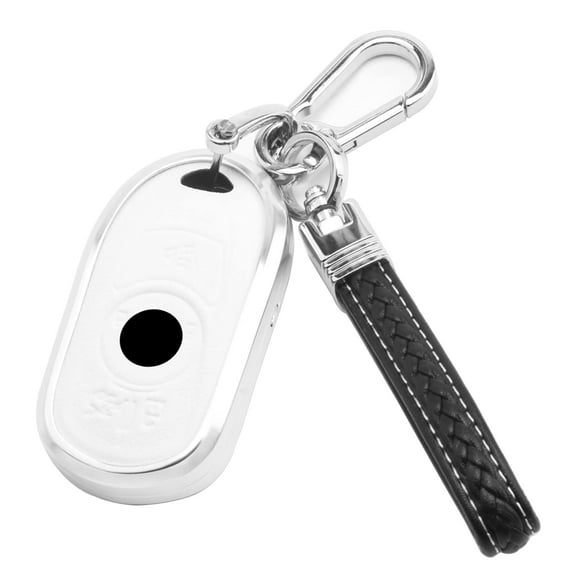 Stylish 4-Button Lightweight Alloy and Leather Protective Key Fob Case Cover Compatible with Buick Enclave Lacrosse Verano Encore Regal Envision Cascada GL8 Smart Remote Shell