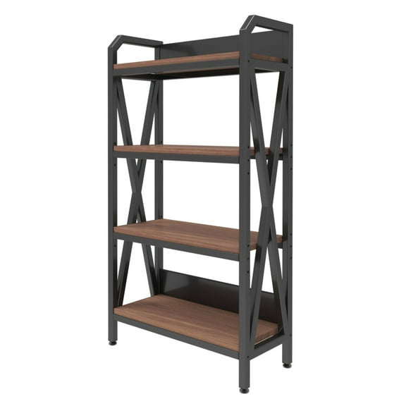Stylish 4-Level Bakers Rack with Metal and Wooden Shelves - Durable Kitchen Organizer for Pantry, Garage, Bathroom & Closet Storage