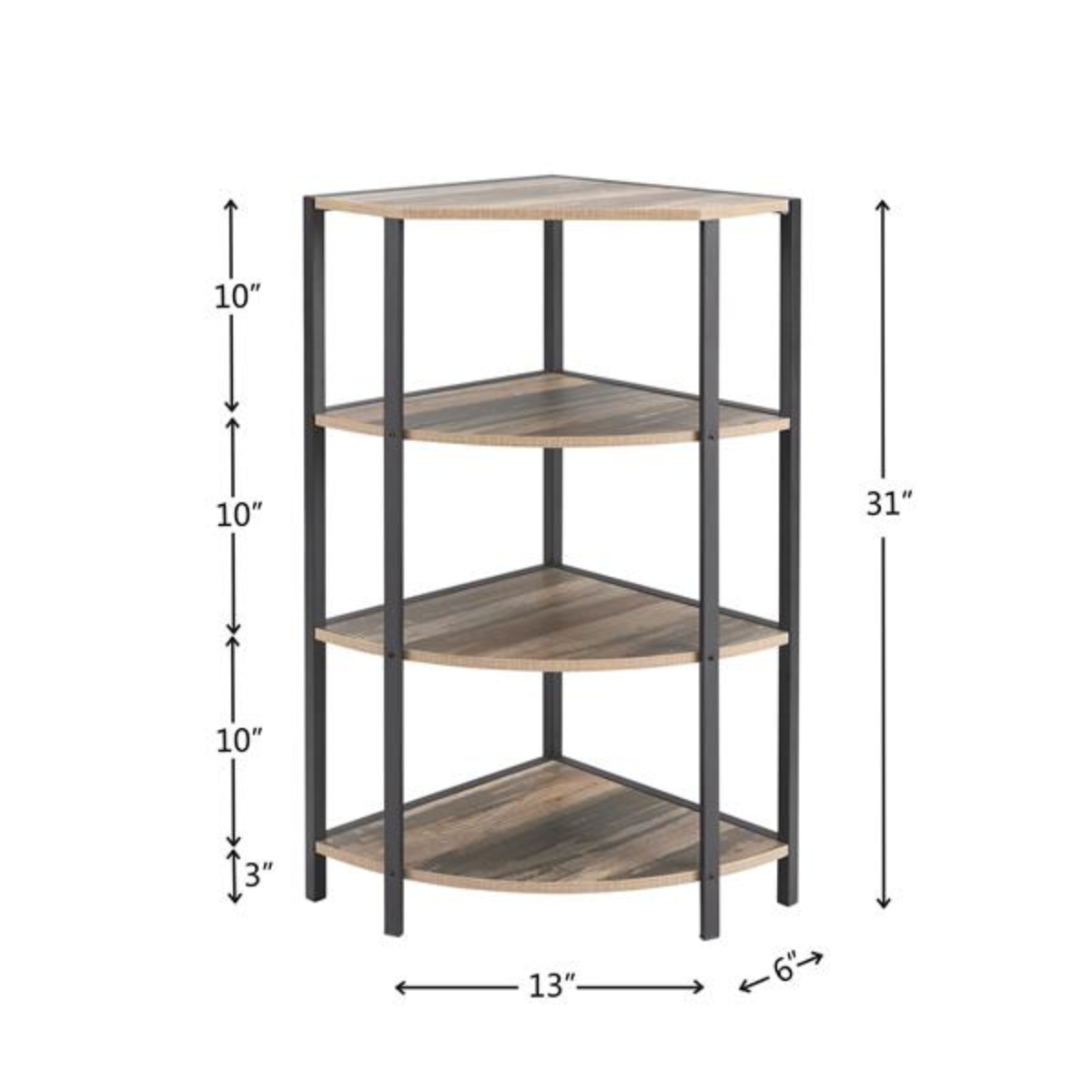 Stylish 4Tier Freestanding Corner Open Shelf for Small Spaces