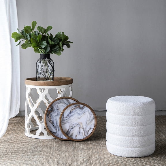 5-piece Decor Set with Fabric Fiddle Leaf Branches and Glass Vase / Add Modern Touch to Home Decor