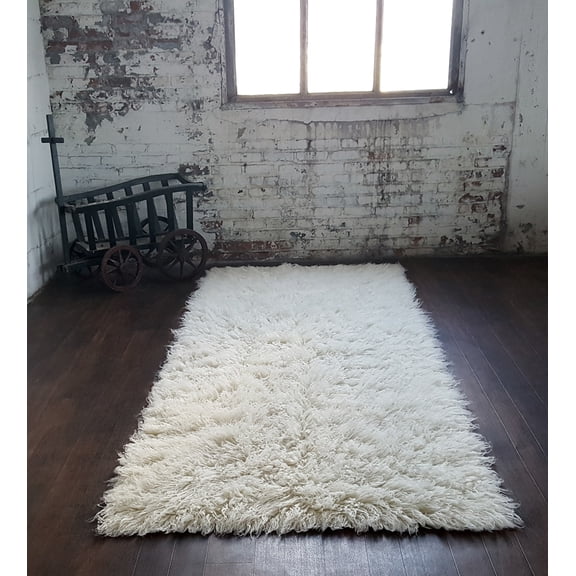 Stylish 5x7 Flokati Rug | Long 3” shag pile | 100% natural wool | Authentic Greek Flokati | Off White Area Rug