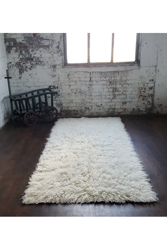 Stylish 5x7 Flokati Rug | Long 3” shag pile | 100% natural wool | Authentic Greek Flokati | Off White Area Rug